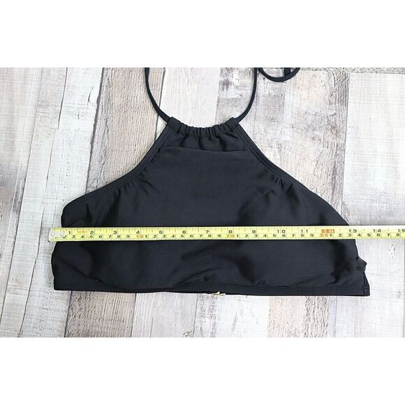 Mossimo Solid Stripe Black White Halter Swim Top Bikini 2pc Swimsuit sz MEDIUM - Picture 7 of 14